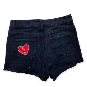 Black Denim Heart Breaker Shorts
